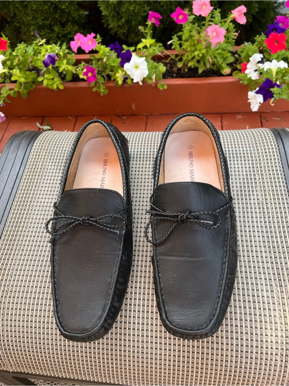Bruno Marc Men’s Black Leather Driving Loafers Size 12